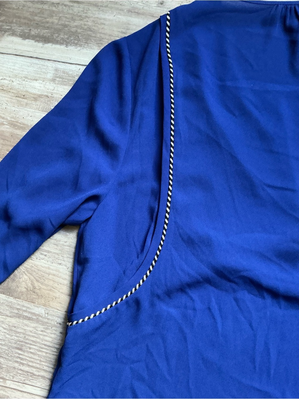 J. Crew Cobalt Blue V-Neck Tassel Peasant Blouse - Picture 6 of 7